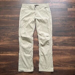Prana Khaki Roll Tab Leg Hem Pants Size 8 hiking outdoors
